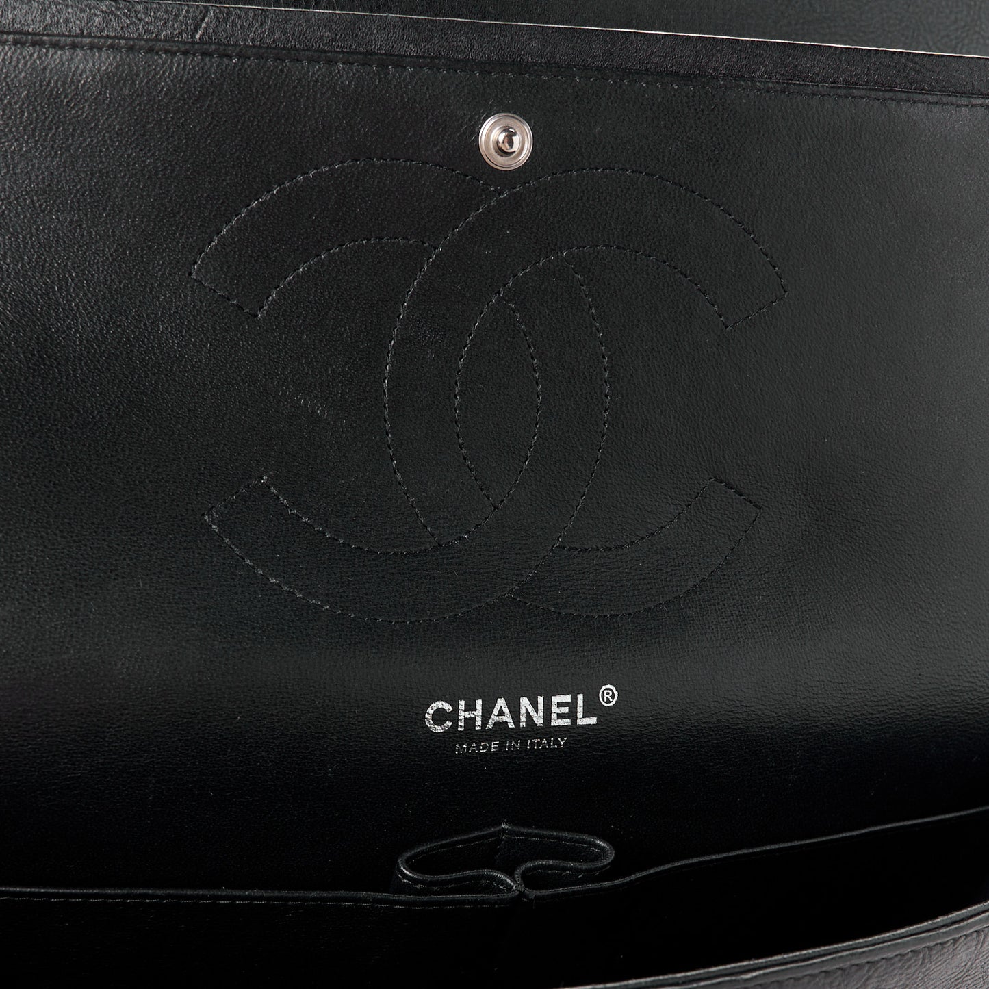 Crumpled Calfskin Quilted Jumbo Double Flap So Black