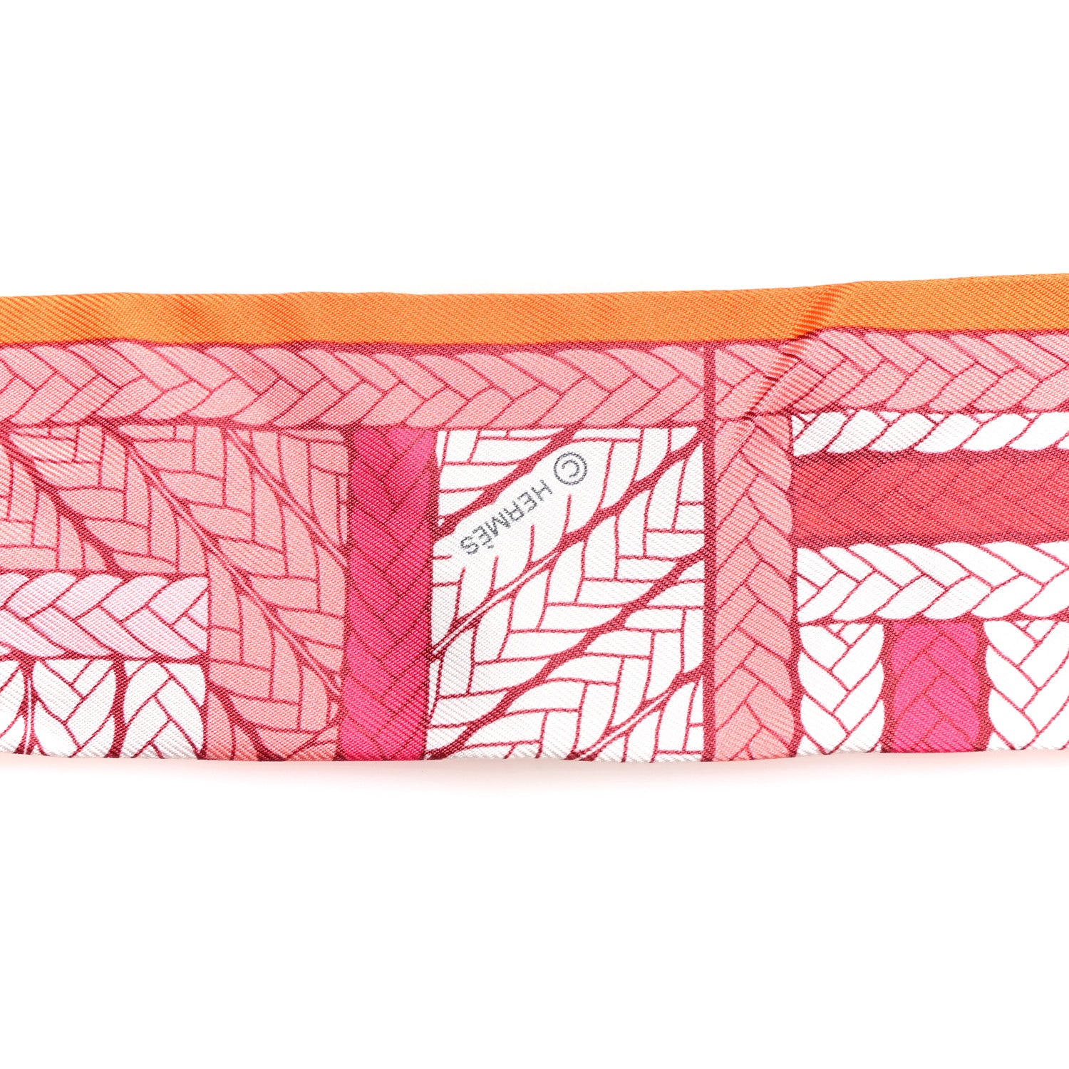 Hermes Silk Tresses H Twilly Rose Vif Orange White 3 of 4