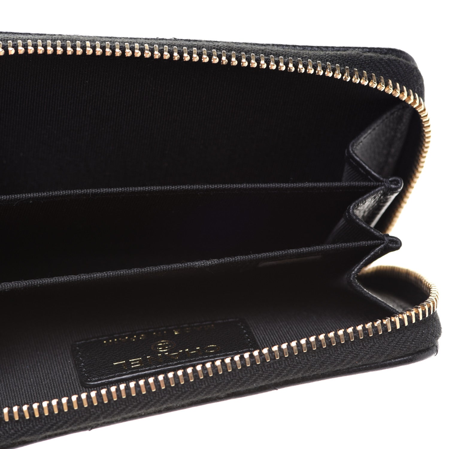 Chanel Goatskin Quilted Chanel 19 Zip Around Coin Purse Wallet Black 7 of 8