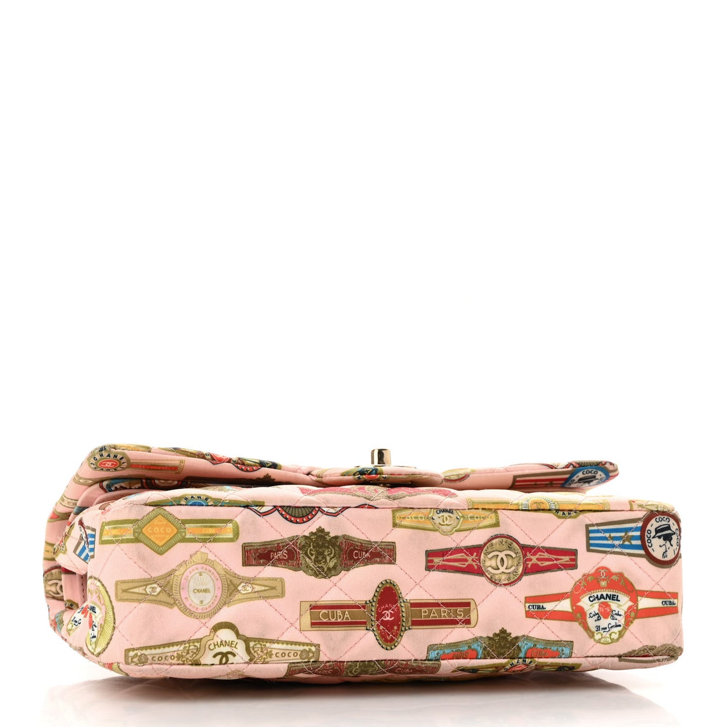 Satin Paris Cuba Cigare Print Medium Double Flap Pink
