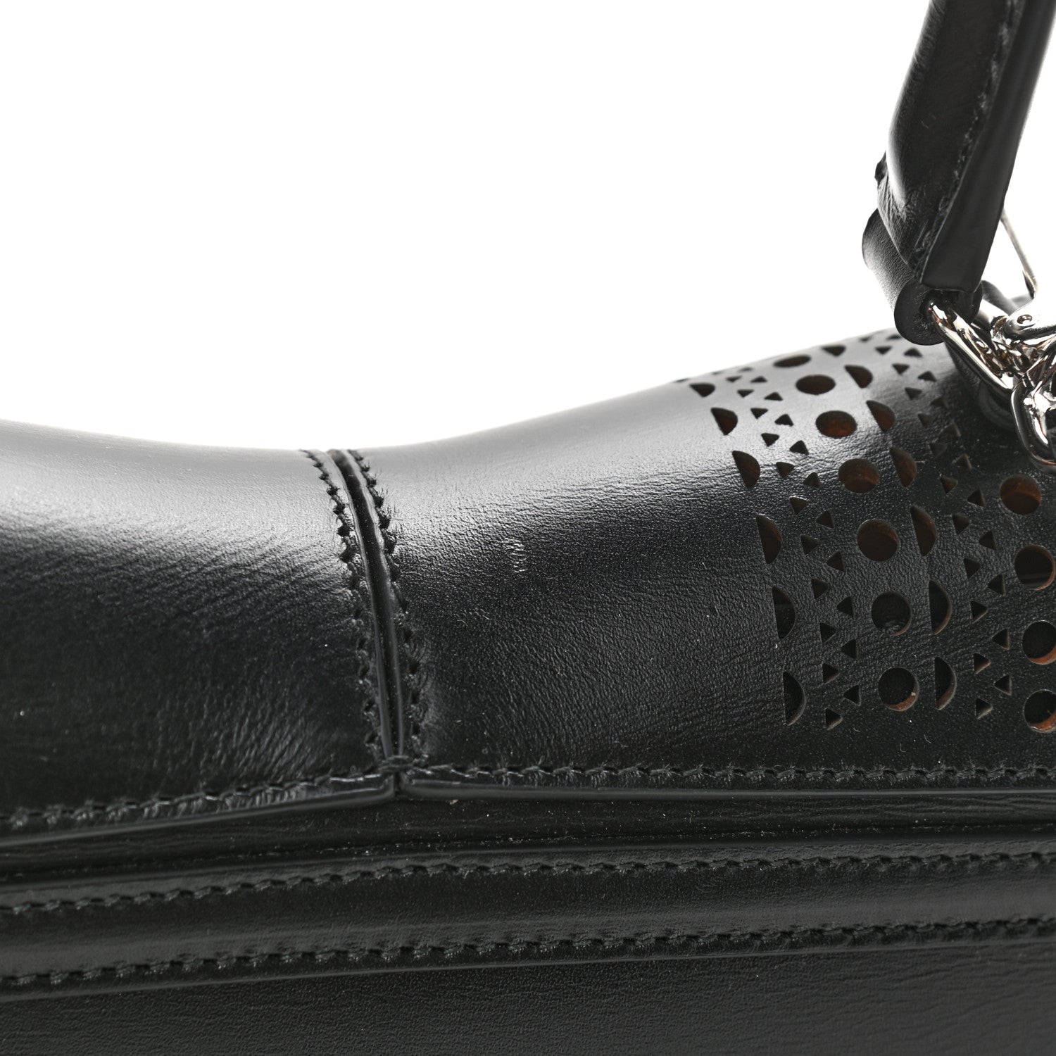 Alaia Calfskin Lux Laser Cut Mini Bellechasse 25 Top Handle Bag Black 10 of 10