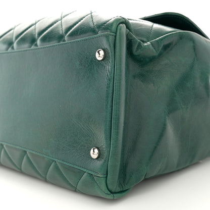 Chanel Glazed Calfskin Quilted Large CC Delivery Tote Dark Green 10 of 15