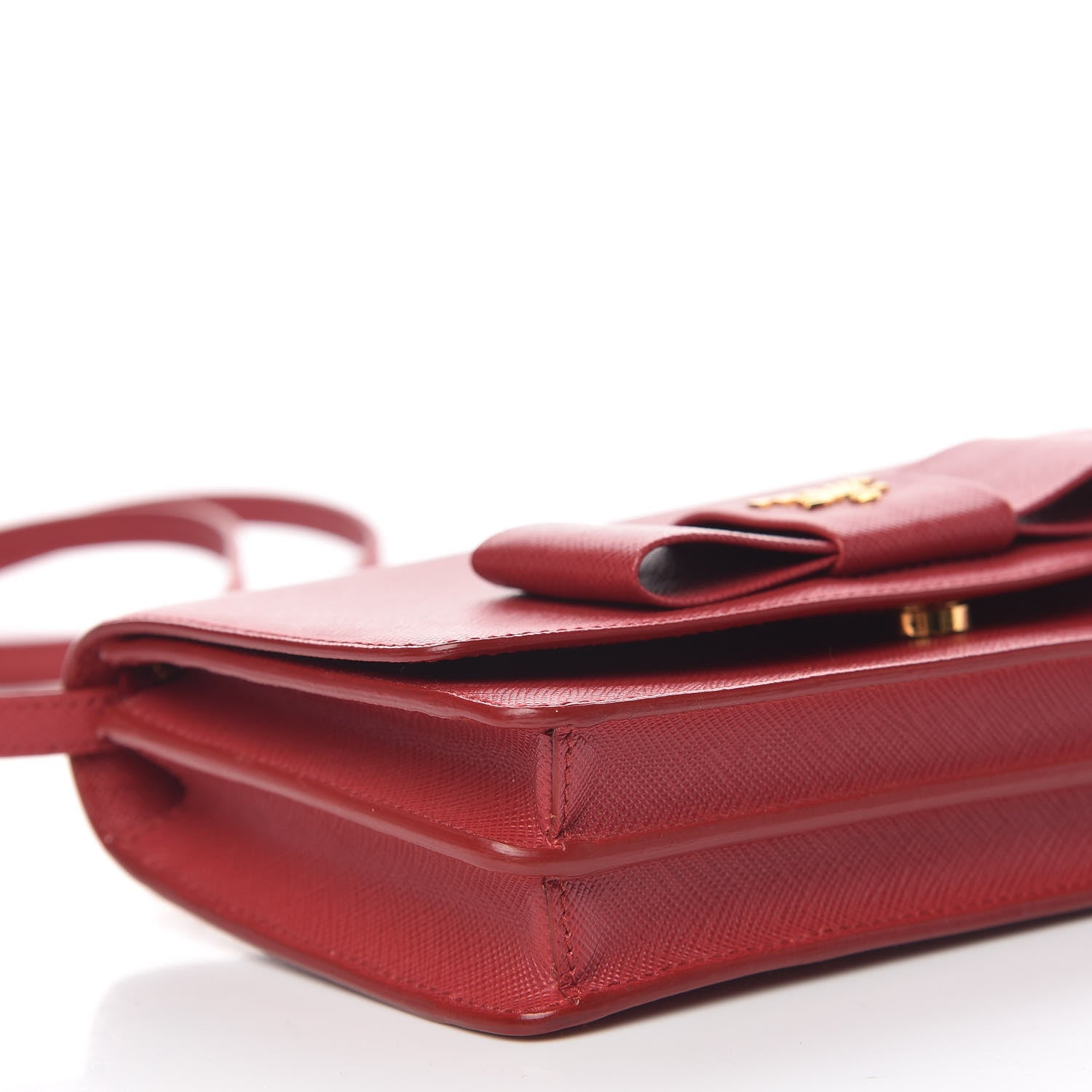 Prada Saffiano Fiocco Bow Flap Wallet Fuoco 5 of 10