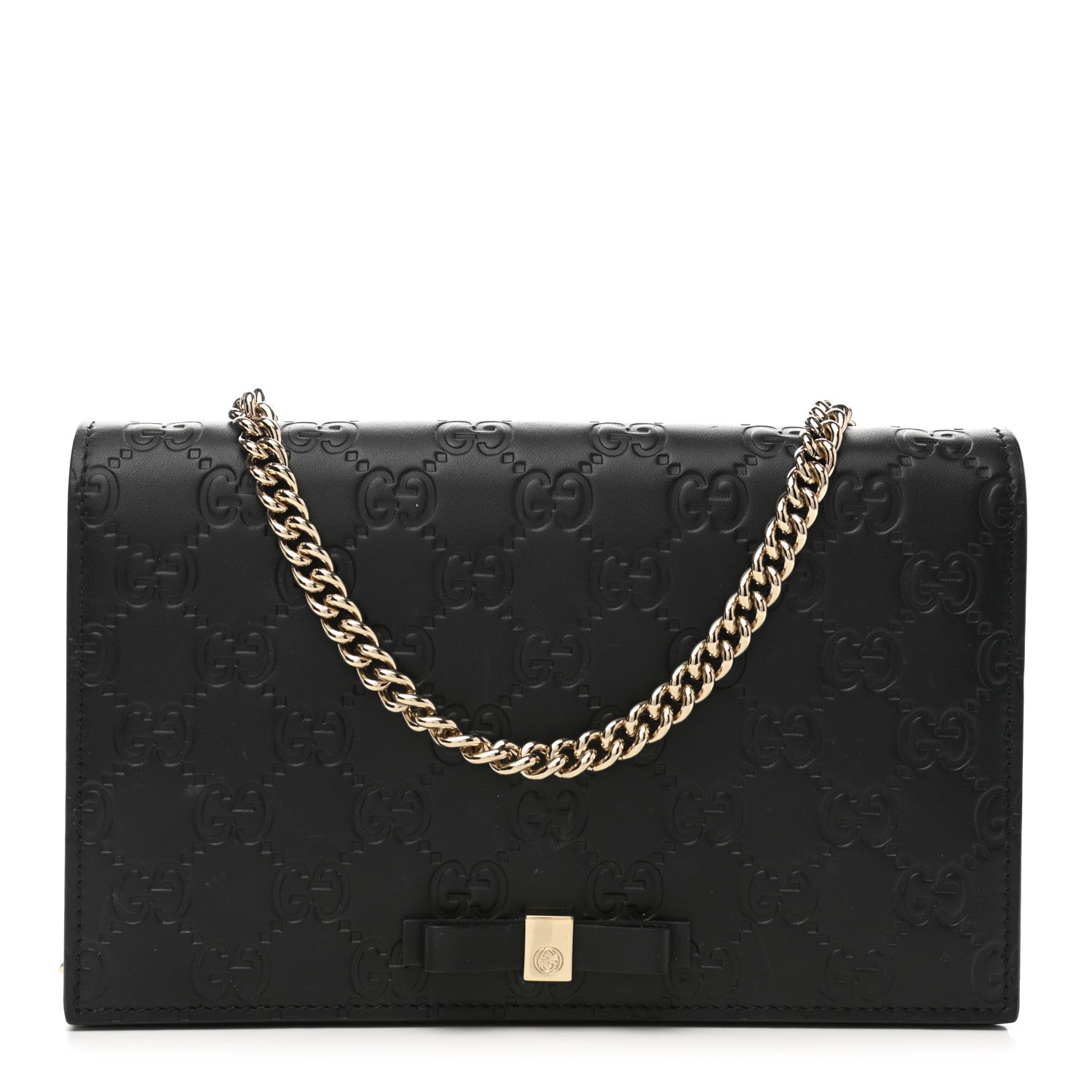 Gucci Guccissima Signature Bowy Chain Wallet Black 1 of 11