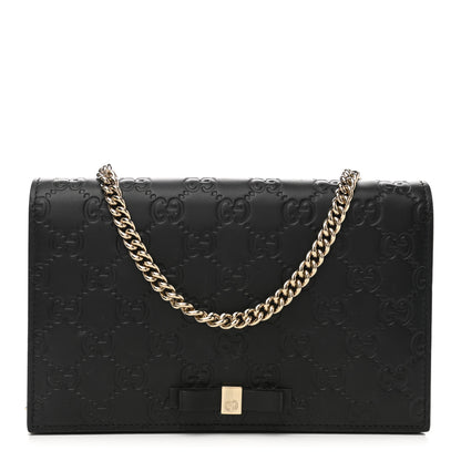 Gucci Guccissima Signature Bowy Chain Wallet Black 1 of 11