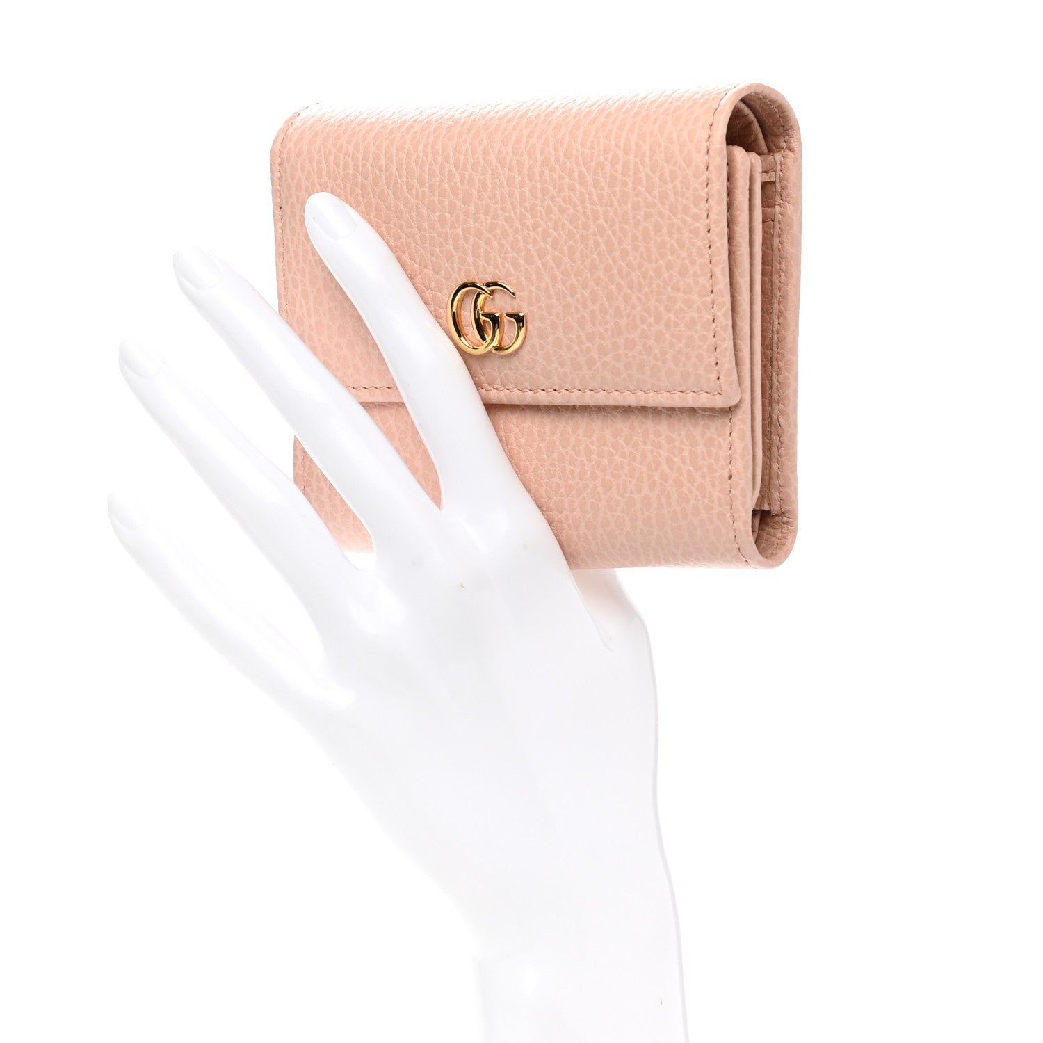 Gucci Dollar Calfskin GG Marmont Tri-Fold Wallet Perfect Pink 2 of 8