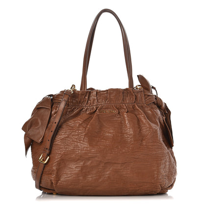 Prada Nappa Antique Bow Tote Bag Cocco 1 of 10