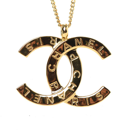 Chanel Metal CC Paris Button Necklace Gold 4 of 6