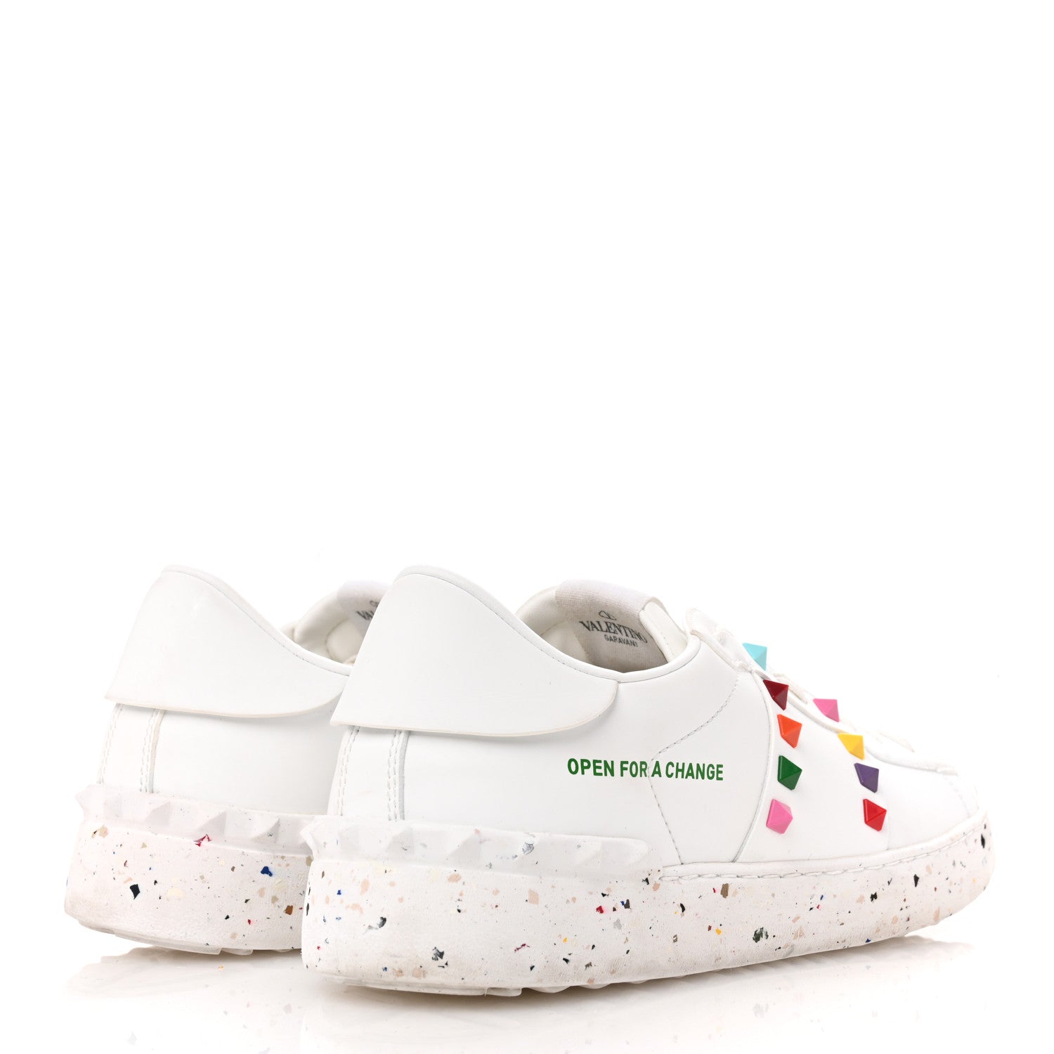 Valentino Garavani Vegan Leather Womens Rockstud Open for a Change Sneakers 41 White Multicolor 5 of 9