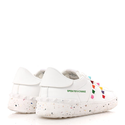 Valentino Garavani Vegan Leather Womens Rockstud Open for a Change Sneakers 41 White Multicolor 5 of 9