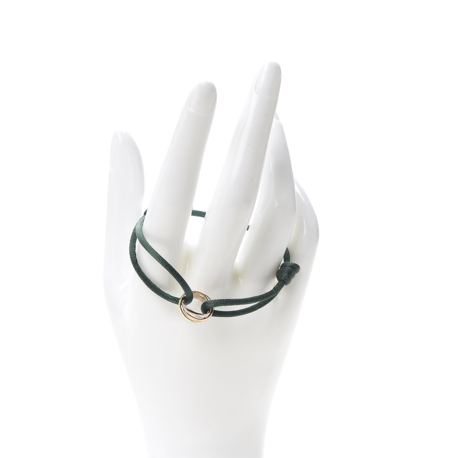 Cartier 18K Pink Yellow White Gold Trinity Adjustable Cord Bracelet Green 2 of 5