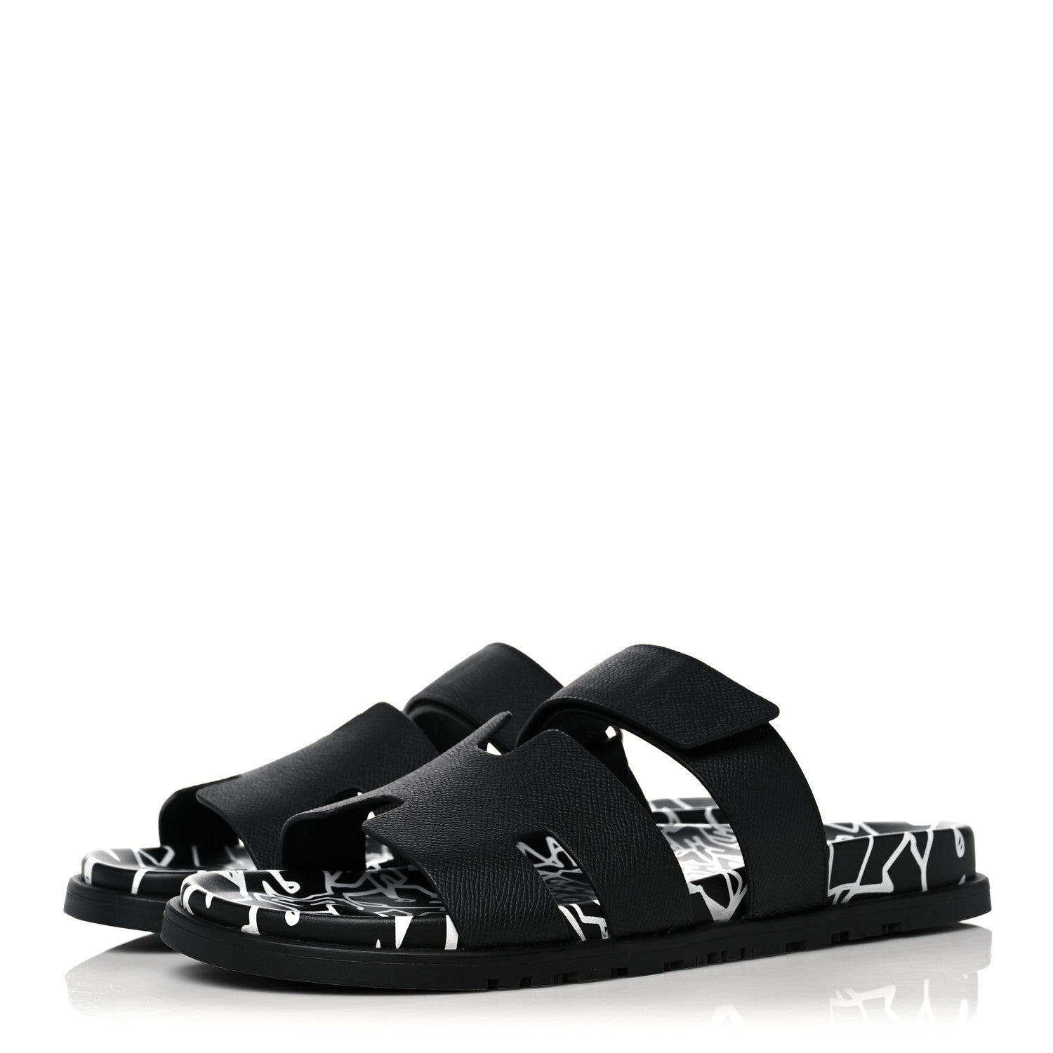 Hermes Epsom Calfskin Graff Hermes Mens Chypre Sandals 43.5 Black 3 of 8