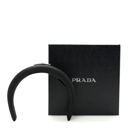 Prada Re-Nylon Metal Triangle Logo Headband Black 6 of 6