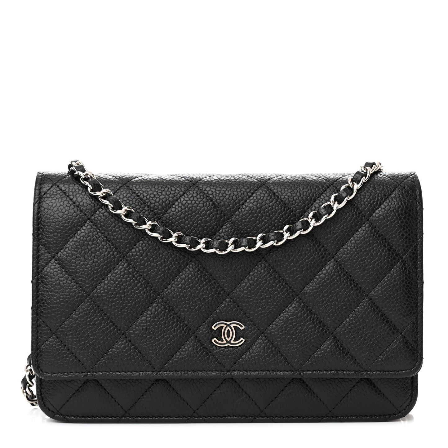 Caviar Quilted Wallet on Chain WOC Black
