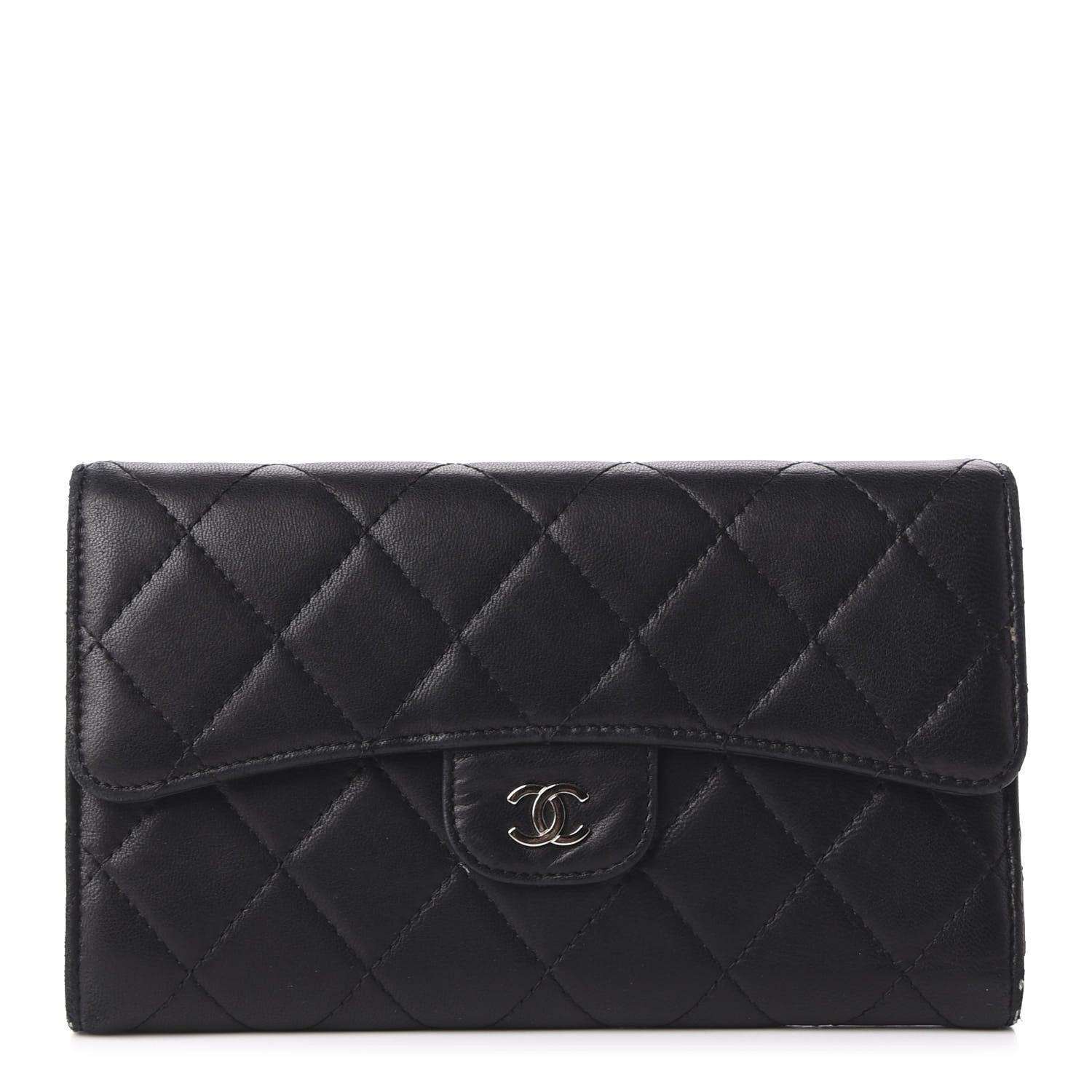 Chanel Lambskin Quilted Large Flap Wallet Black 1 of 11