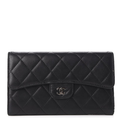 Chanel Lambskin Quilted Large Flap Wallet Black 1 of 11