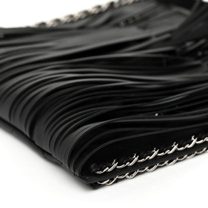 Chanel Calfskin Quilted Fringe Shopping Bag Black 10 of 13