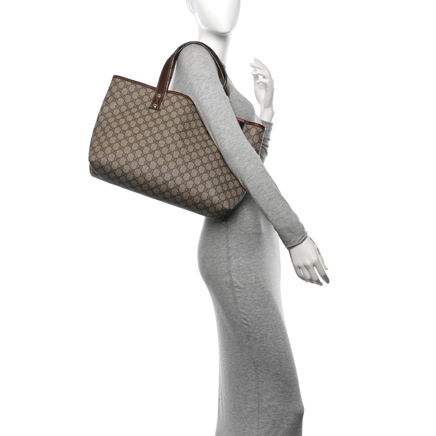 GG Plus Monogram Medium Signature Web Loop Tote Brown