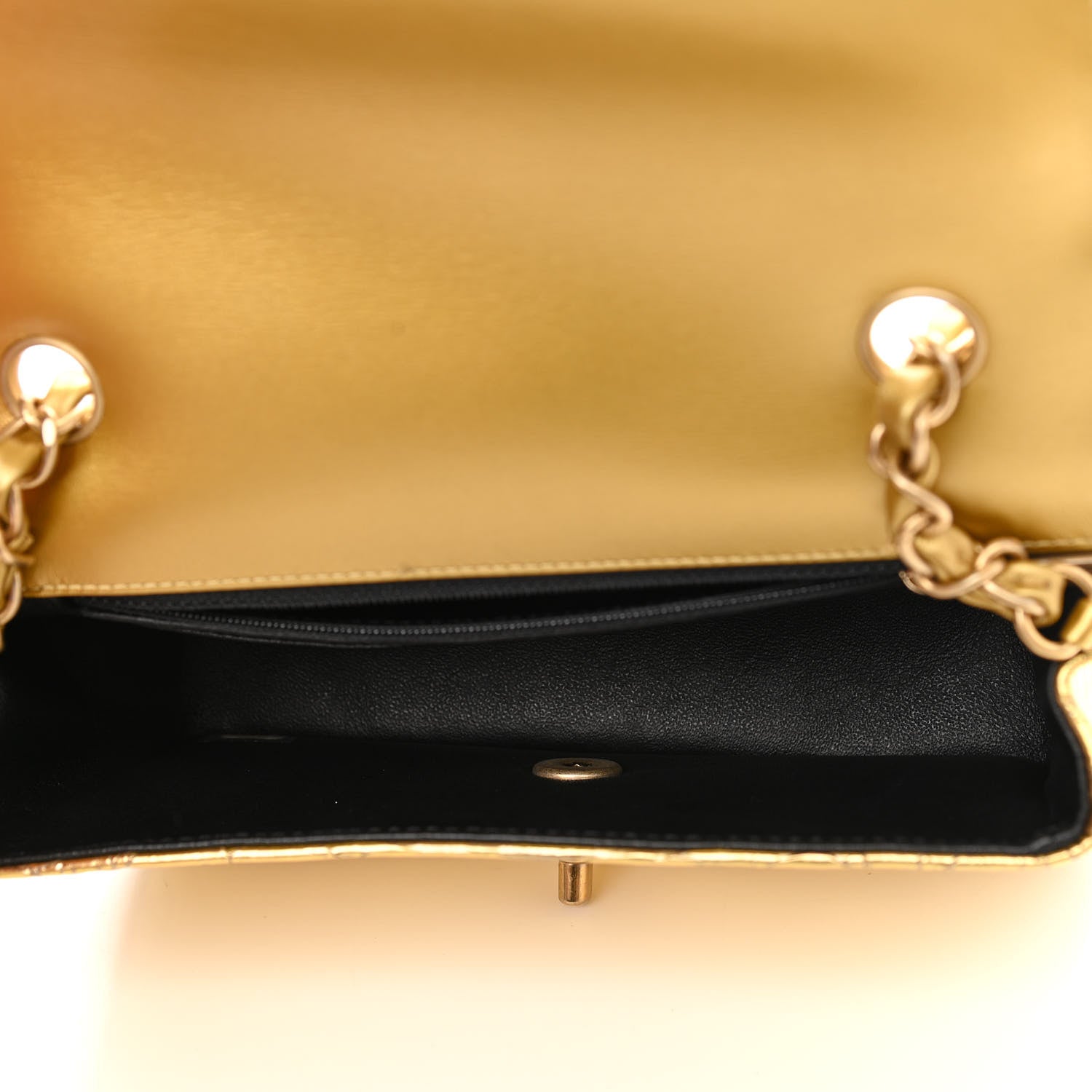 Chanel Metallic Calfskin Crocodile Embossed Cocodile Rectangular Mini Flap Gold 5 of 10