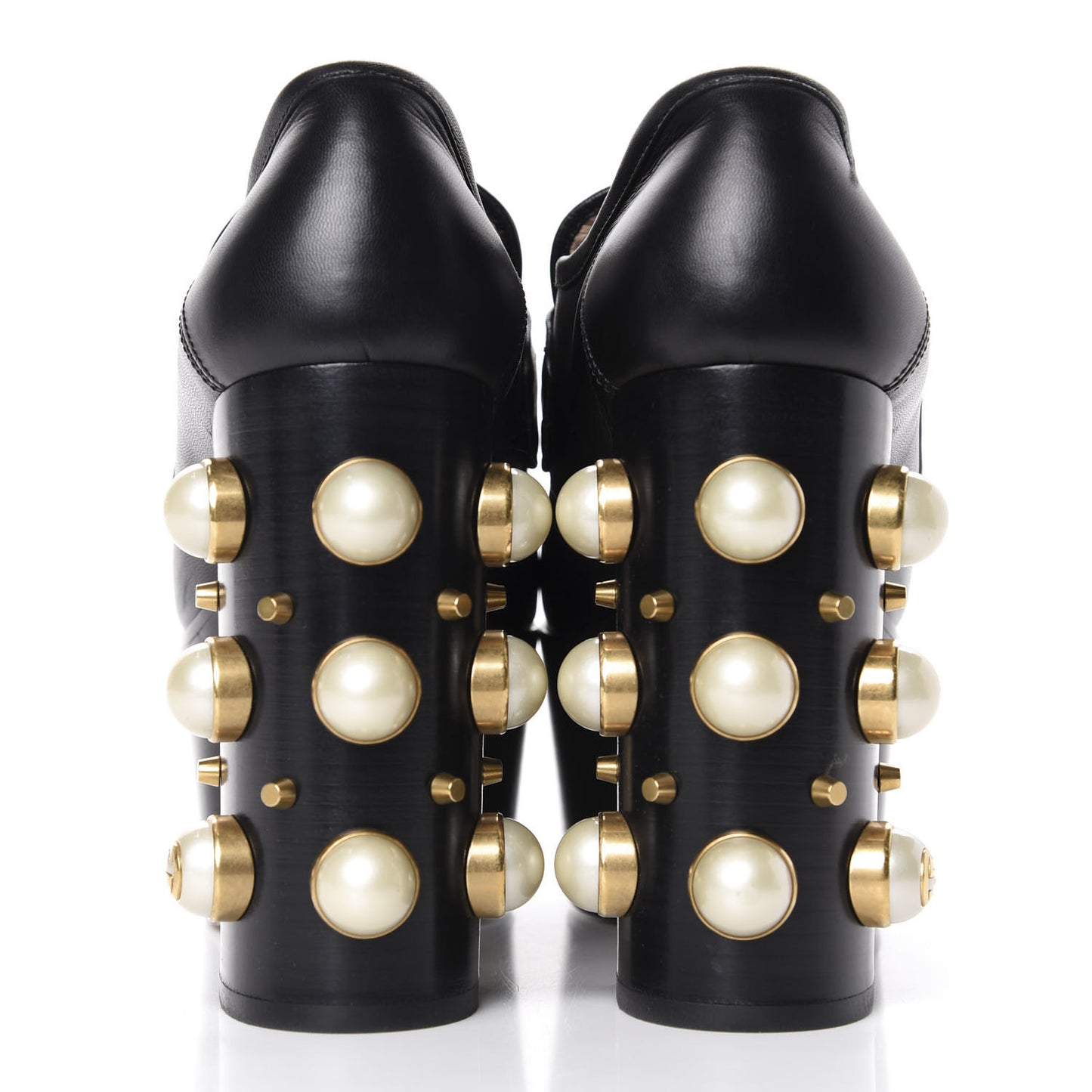 Malaga Kid Pearl Studded Vegas Platform Loafers 36.5 Black