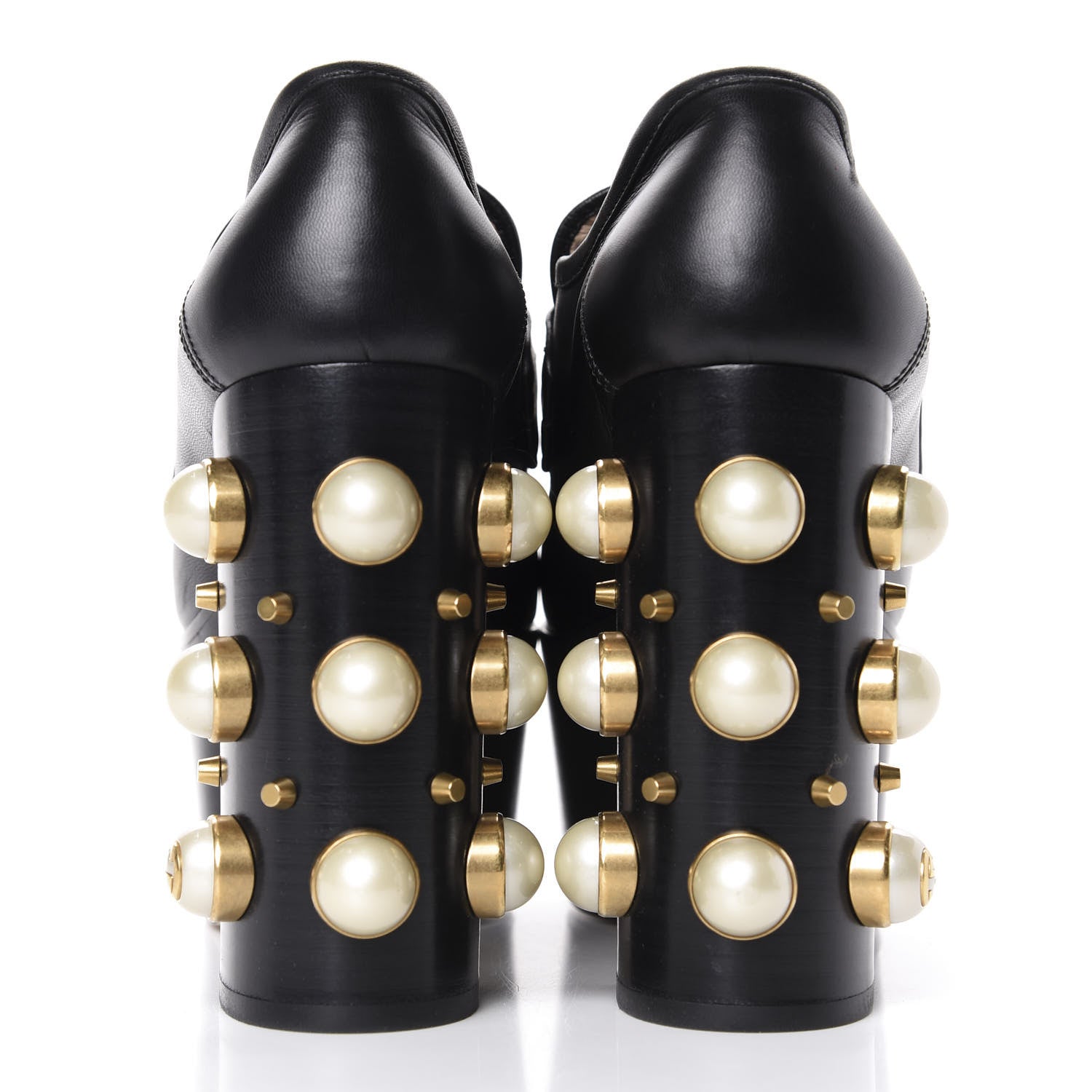 Gucci Malaga Kid Pearl Studded Vegas Platform Loafers 36.5 Black 5 of 16