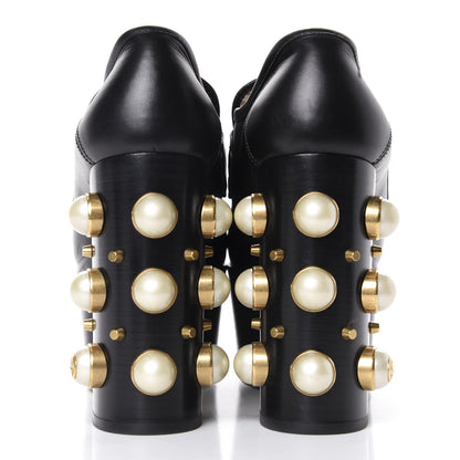 Gucci Malaga Kid Pearl Studded Vegas Platform Loafers 36.5 Black 5 of 16