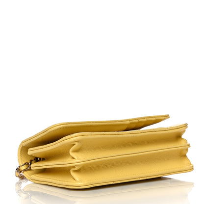 Chanel Caviar Quilted Mini Wallet On Chain WOC Yellow 4 of 12