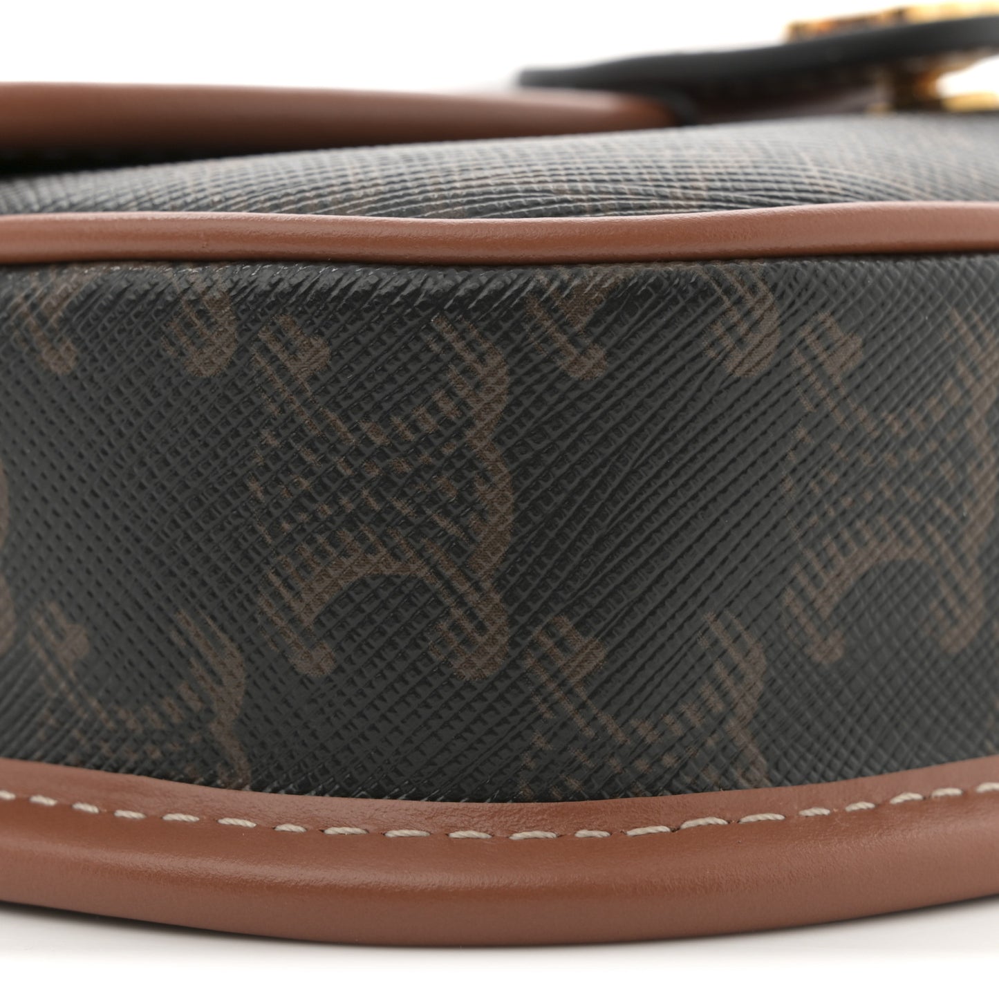 Canvas Calfskin Triomphe Mini Besace Tan
