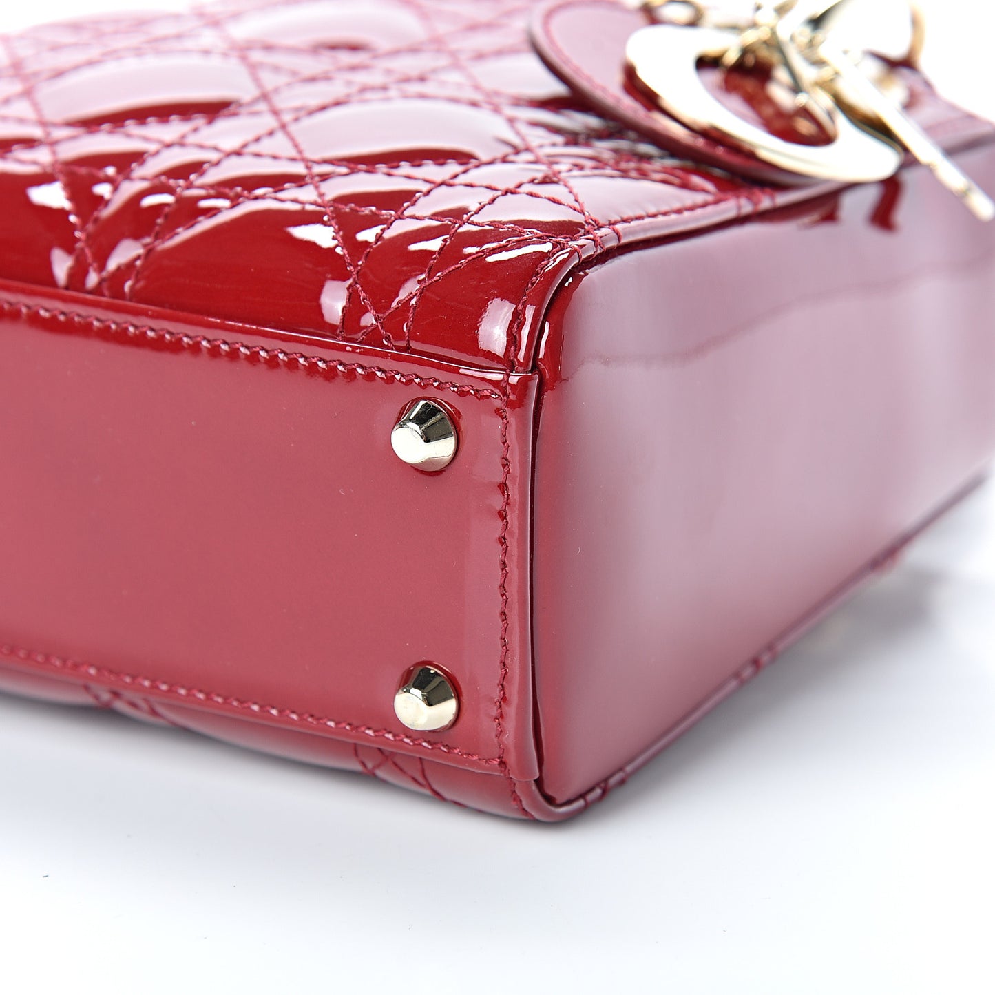 Patent Cannage Mini Lady Dior Red