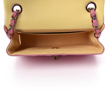 Chanel Lambskin Quilted Mini Rectangular Flap Pink Yellow 5 of 10