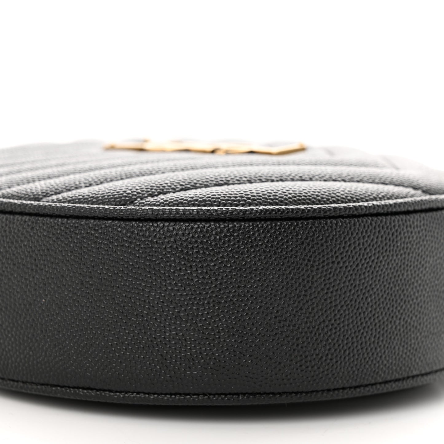 Grain De Poudre Matelasse Chevron Quilted Round Vinyle Camera Bag Black