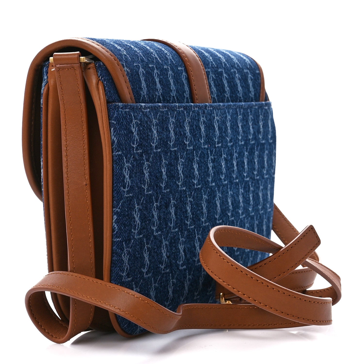 Saint Laurent Suede All-Over Monogram Small Le Monogramme Satchel Denim 3 of 10