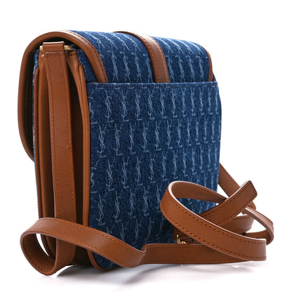 Saint Laurent Suede All-Over Monogram Small Le Monogramme Satchel Denim 3 of 10