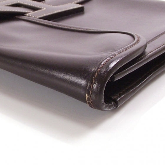 Hermes Vintage Leather Jige Portfolio Clutch Brown 6 of 10