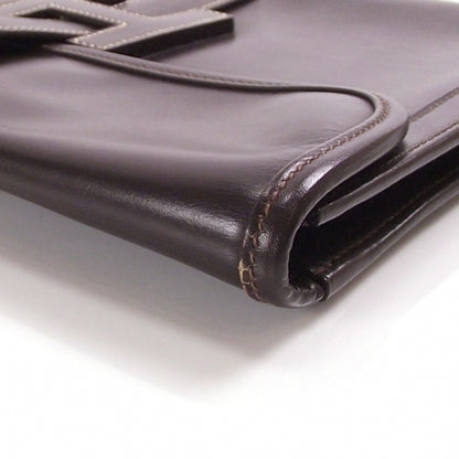 Hermes Vintage Leather Jige Portfolio Clutch Brown 6 of 10