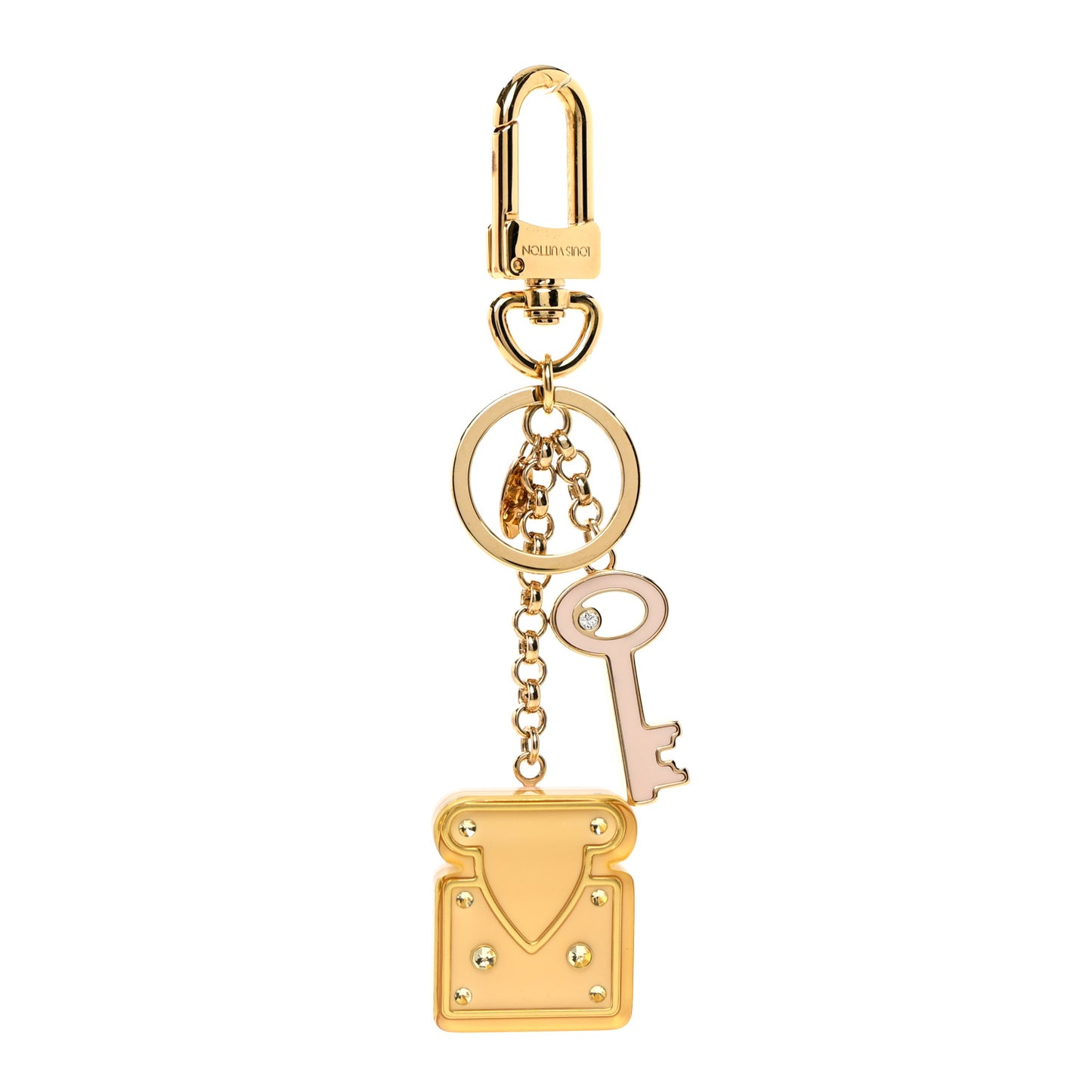 Acetate Lock Bag Charm Key Holder Gold
