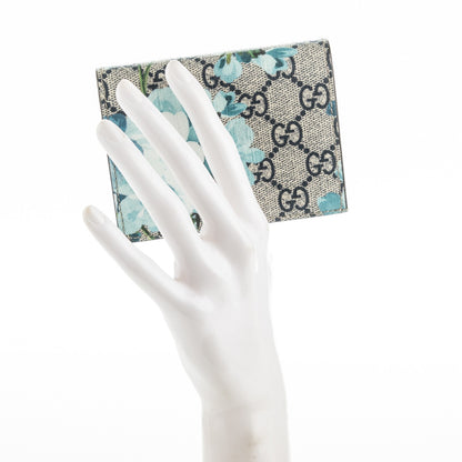 Gucci GG Supreme Monogram Blooms Card Case Beige Blue Navy Hibiscus Red 2 of 7