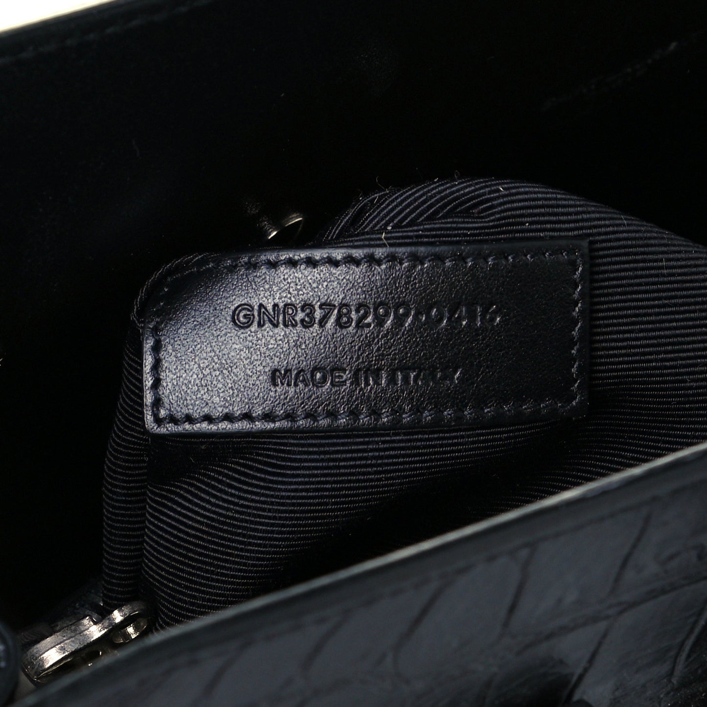 Calfskin Crocodile Embossed Small Sac de Jour Black