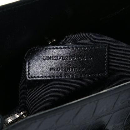 Saint Laurent Calfskin Crocodile Embossed Small Sac de Jour Black 8 of 12