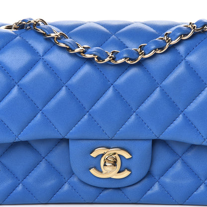 Chanel Lambskin Quilted Mini Rectangular Flap Blue 10 of 14