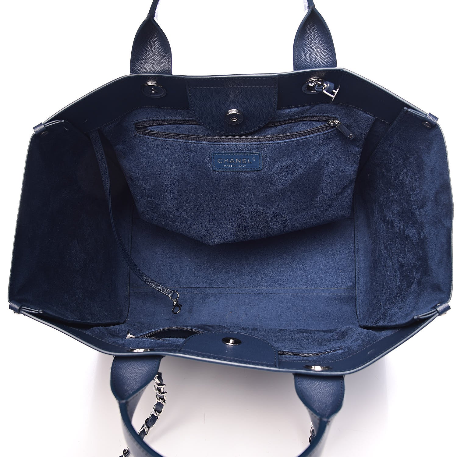 Chanel Caviar Large Studded Deauville Tote Navy 5 of 13