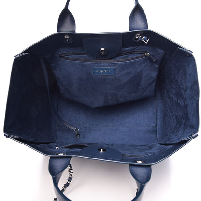 Chanel Caviar Large Studded Deauville Tote Navy 5 of 13