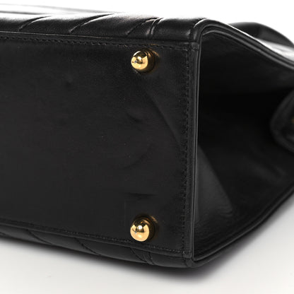 Chanel Lambskin Chevron Quilted Top Handle Bag Black 10 of 17