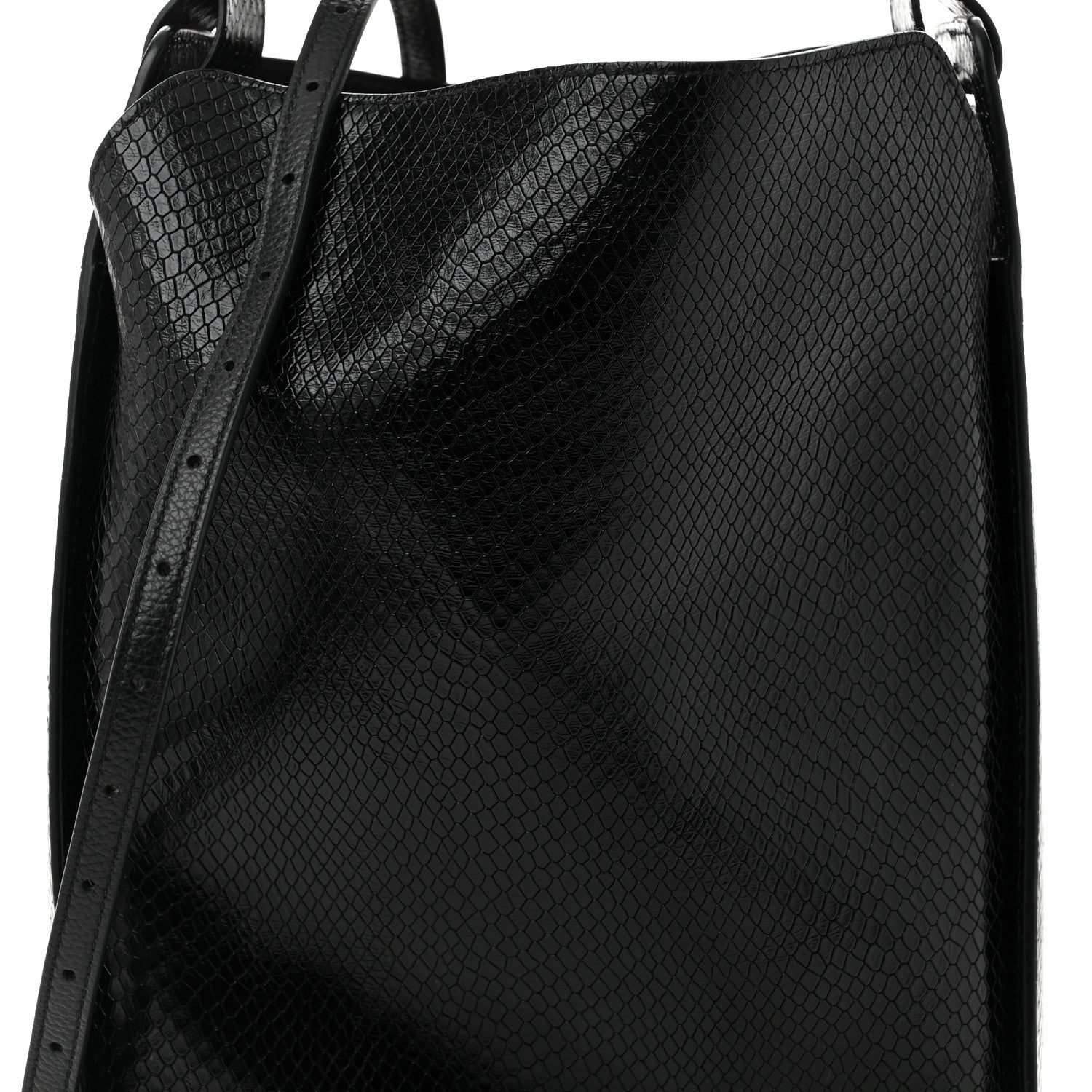 Balenciaga Extra Supple Calfskin Snakeskin Embossed Calfskin Small Tool 2.0 North-South Tote Black 9 of 11