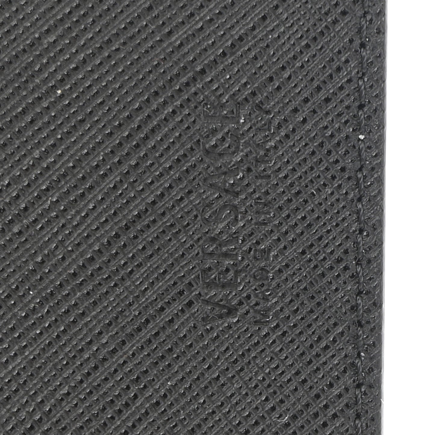 Calfskin PVC Barocco Printed Bi-Fold Wallet Black Gold