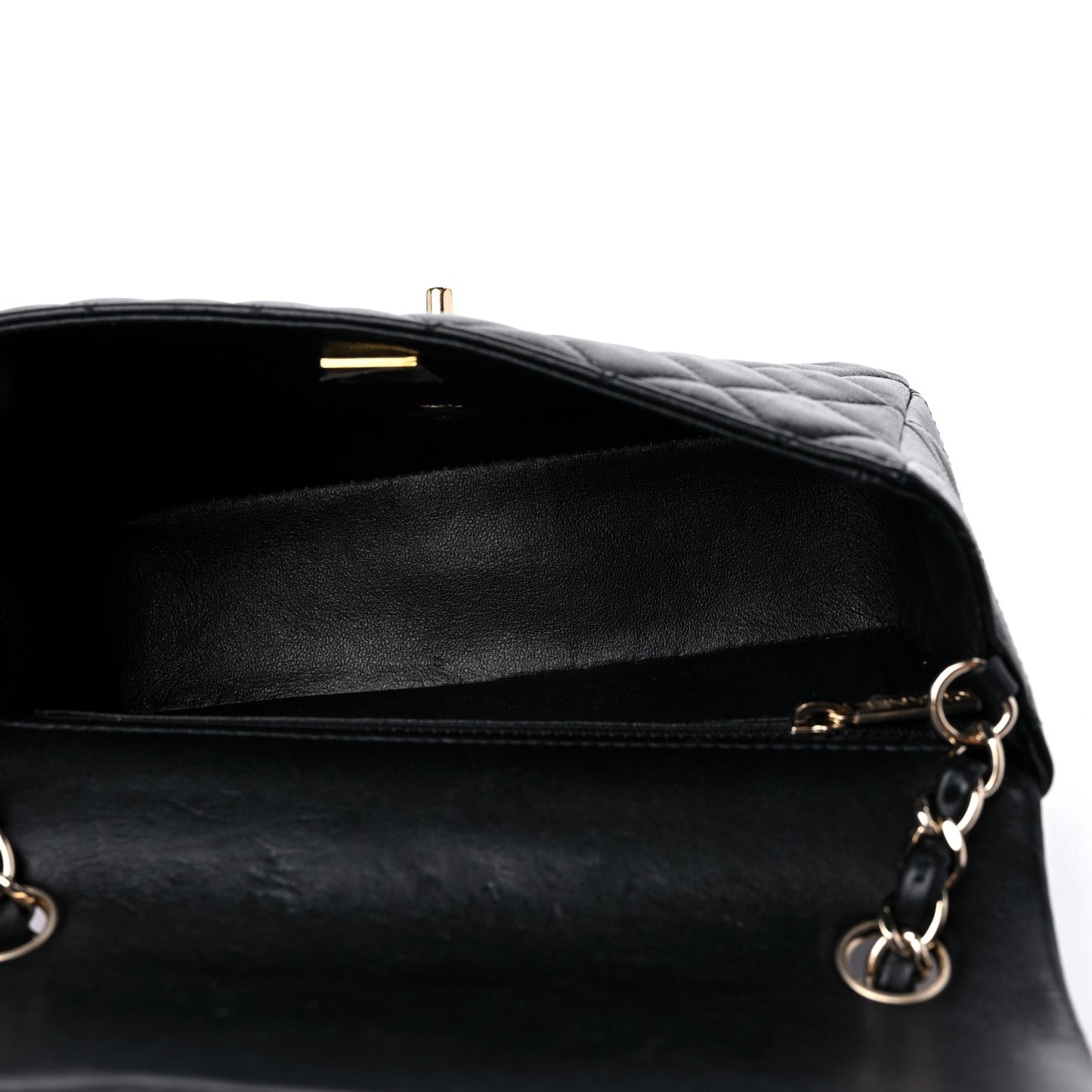 Lambskin Quilted Mini Rectangular Flap Black