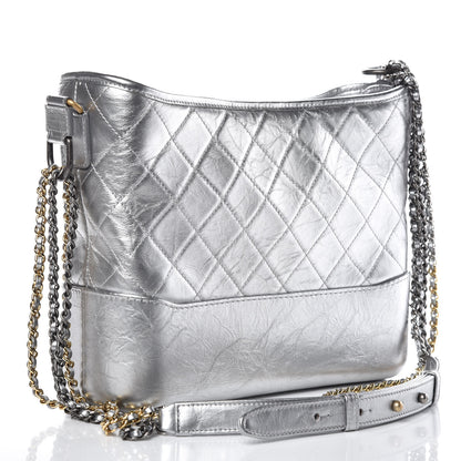 Chanel Metallic Lambskin Calfskin Quilted Medium Gabrielle Hobo Silver 3 of 10