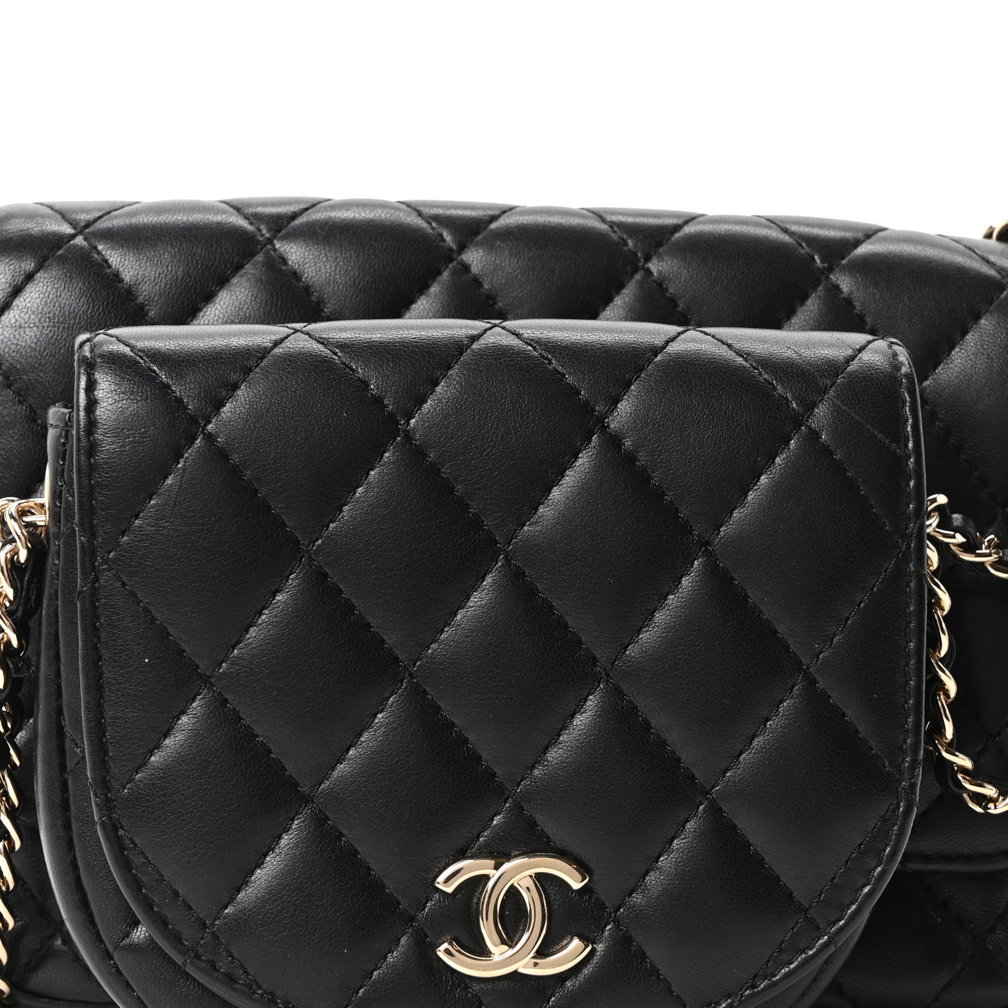 Lambskin Quilted Side Packs Black