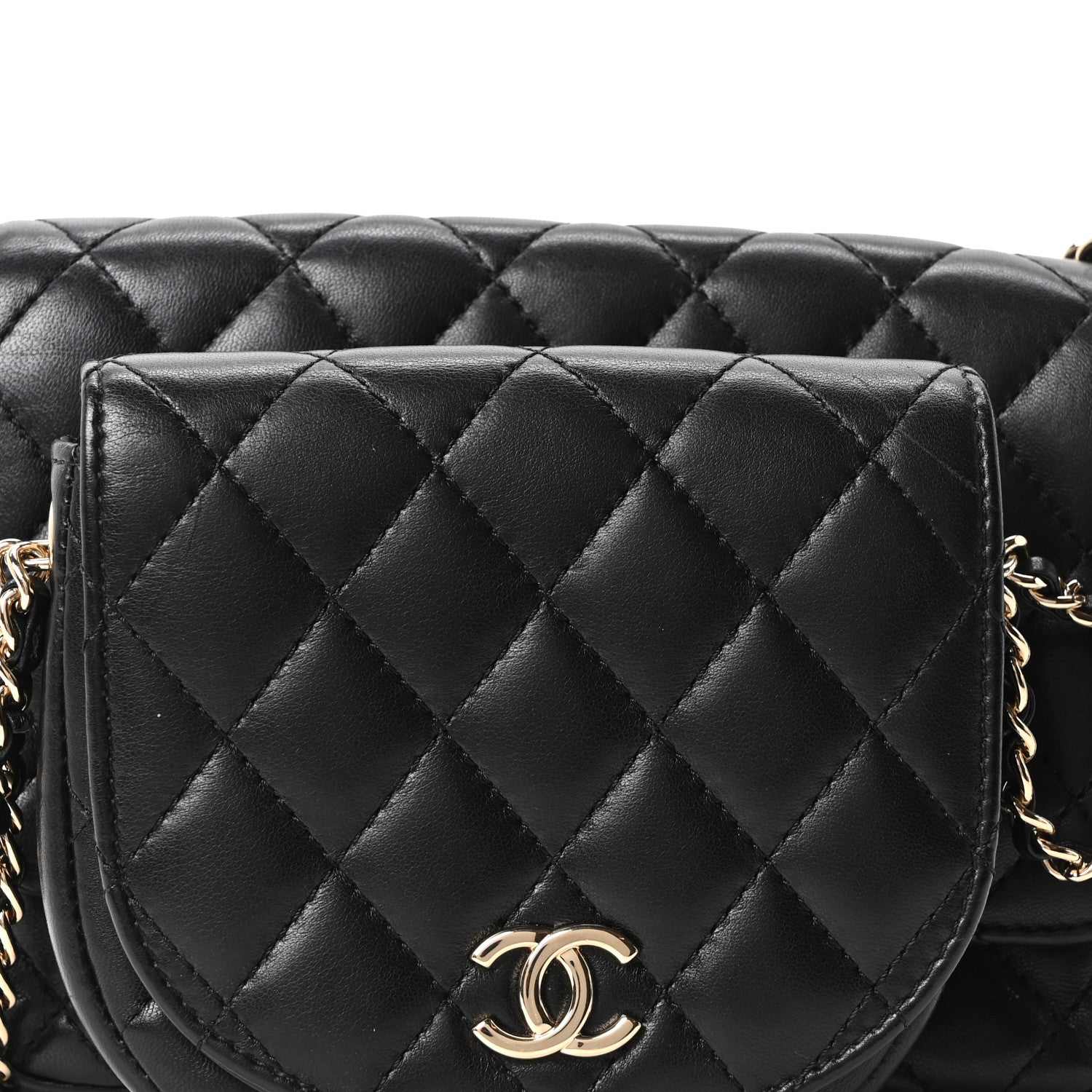 Chanel Lambskin Quilted Side Packs Black 8 of 10