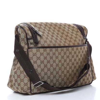 Gucci Monogram Natural Pigskin Large Diaper Bag Beige Ebony Cocoa Dark Chocolate 3 of 17